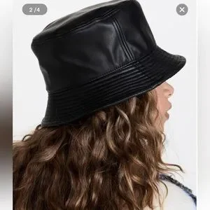 Stand Studio Faux Leather Bucket Hat NWT STAND STUDIO Vida Faux Leather Bucket Hat White Street Style  main image 4